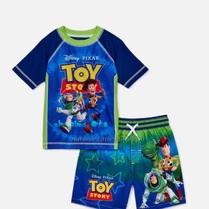 Disney Blue and Green Toy Story Kids Swim Trunks